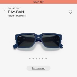 NWOT RayBan RB2191 Inverness Sunglasses Blue
